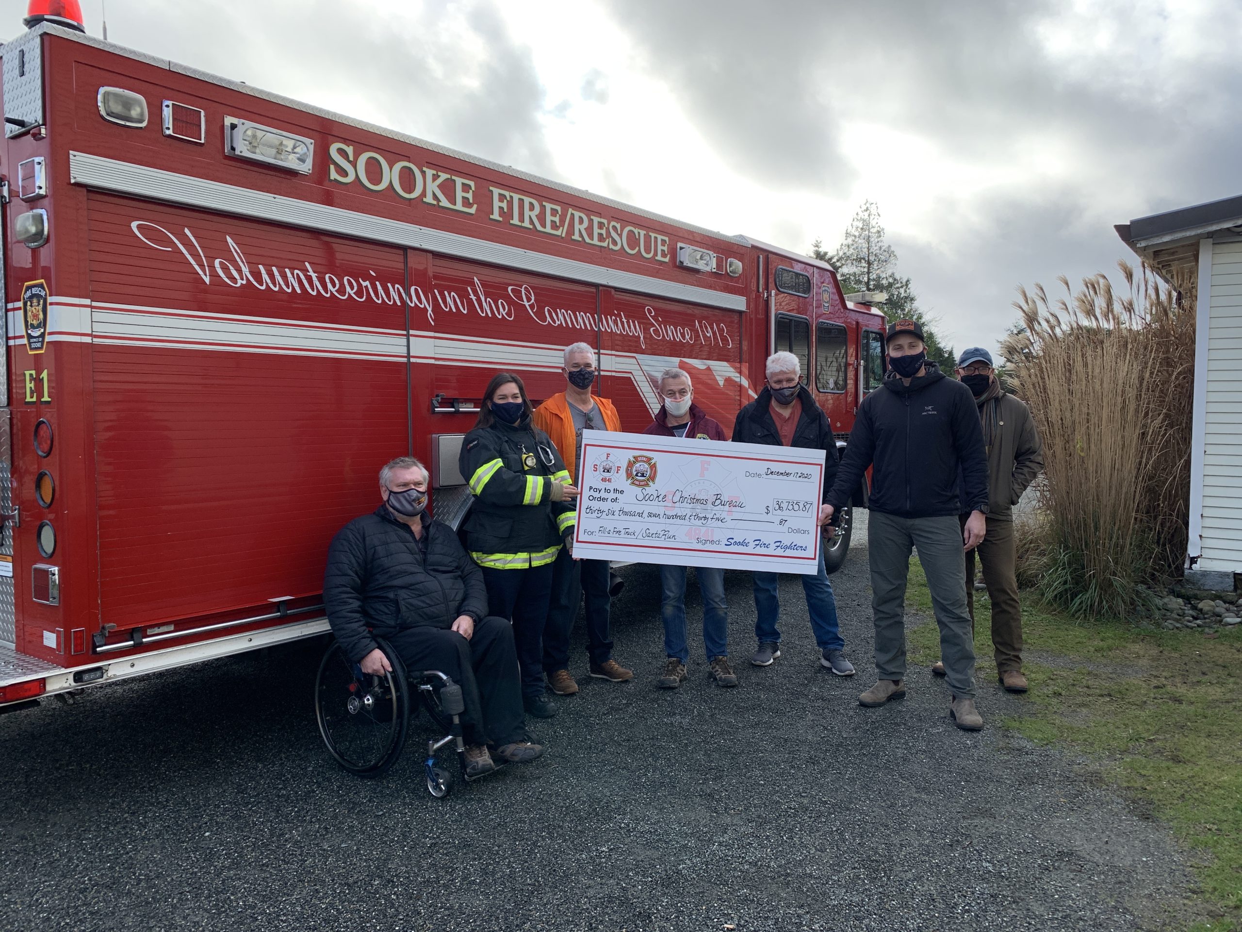 Cheque presentation to the Sooke Christmas Bureau in previous years