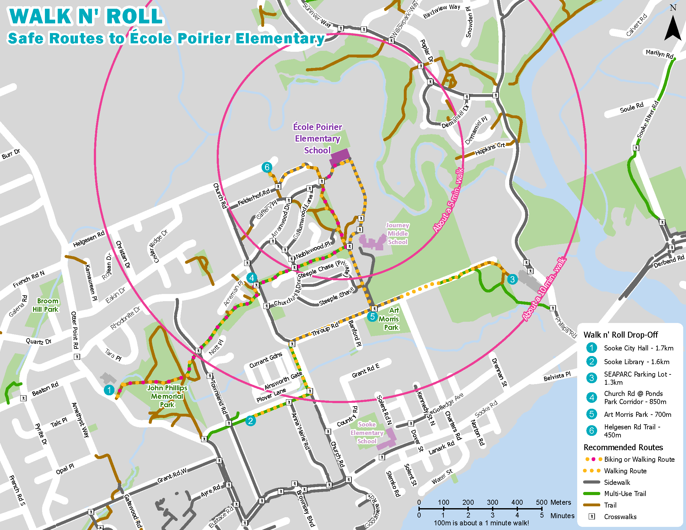 Ecole Poirier Active School Route Map