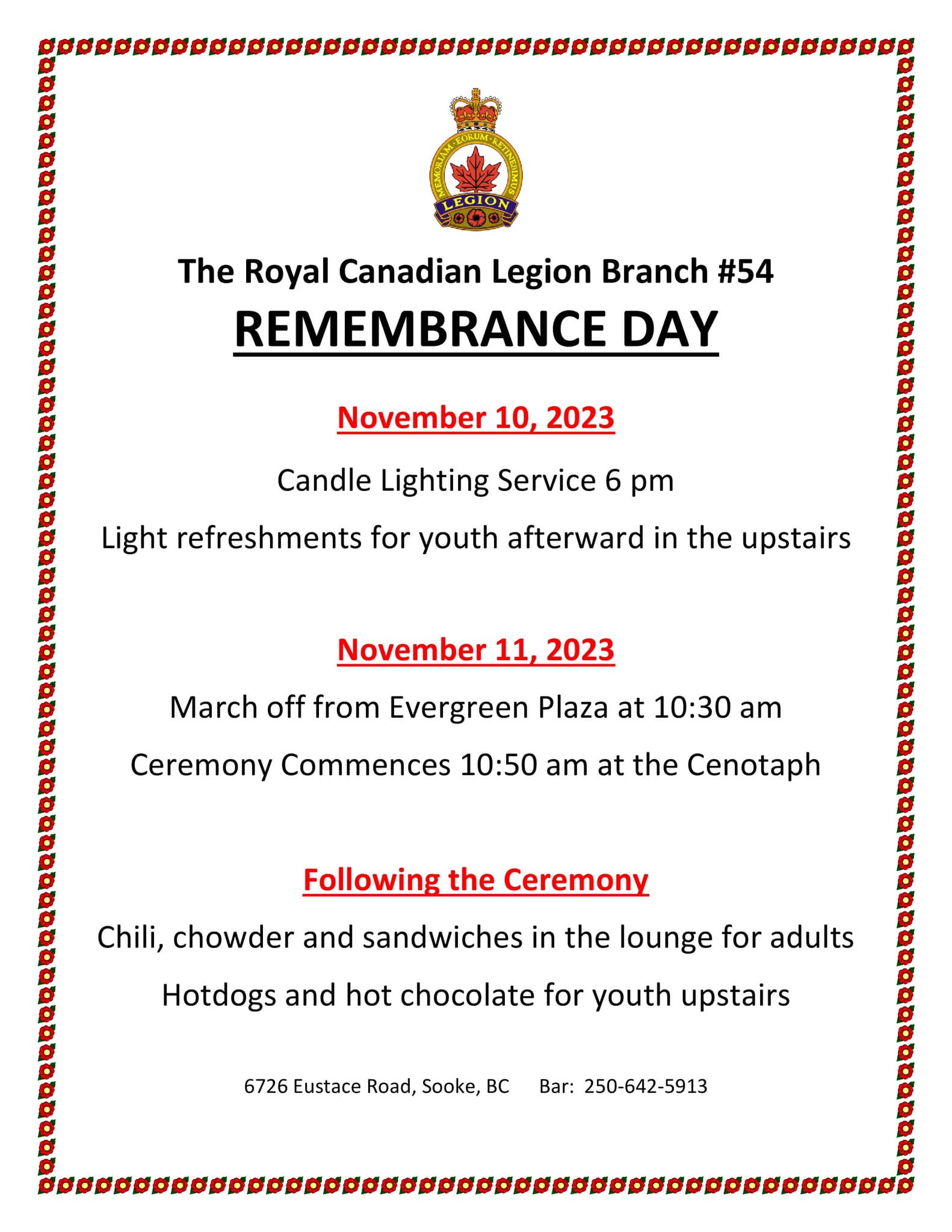 Remembrance Day at the Sooke Legion